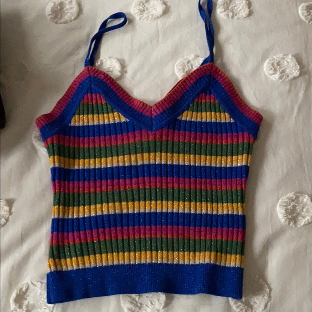 Nasty Gal sparkly multi color spaghetti tank